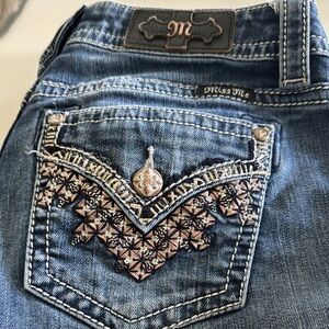 Miss Me Blue Jeans with Rhinestone Embellishments